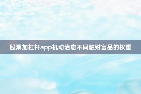 股票加杠杆app机动治愈不同融财富品的权重