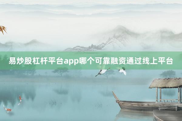 易炒股杠杆平台app哪个可靠融资通过线上平台