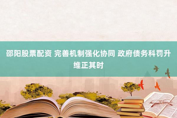 邵阳股票配资 完善机制强化协同 政府债务科罚升维正其时